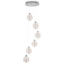 Bridget Iron & Crystal LED 6 Light Pendant